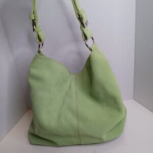Vintage Express MCM Large Tote Light Green Suede Shoulder Bag